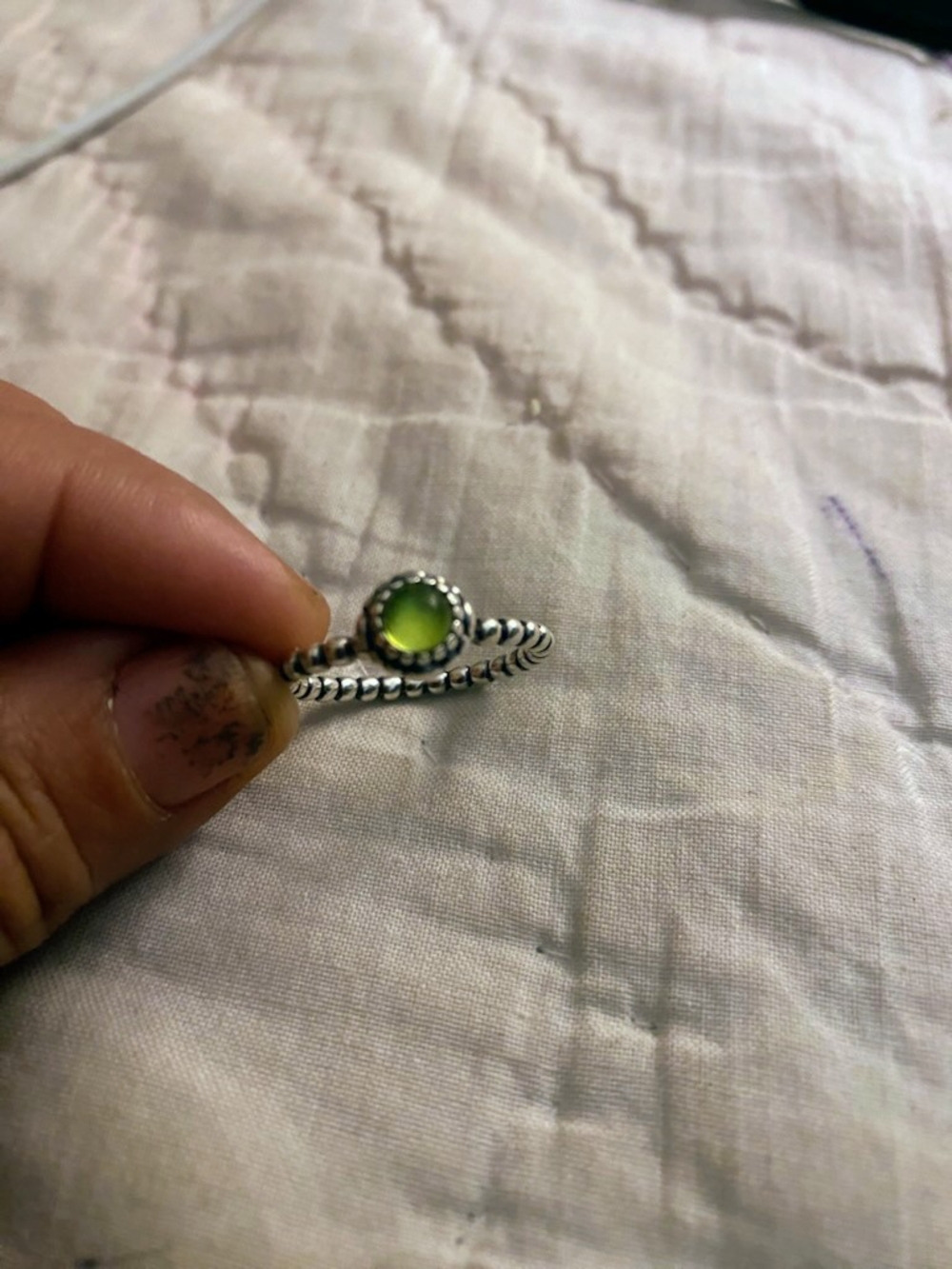 Pandora Sterling Silver Ring with Peridot  Stone